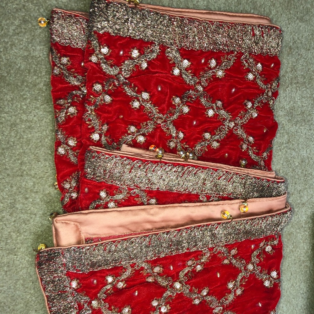Red bridal velvet shawl zari work wrap new